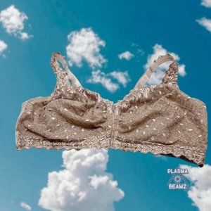 Amoureuse Taupe Sheer Embroidered Wireless Snap front Full-Figure Bra